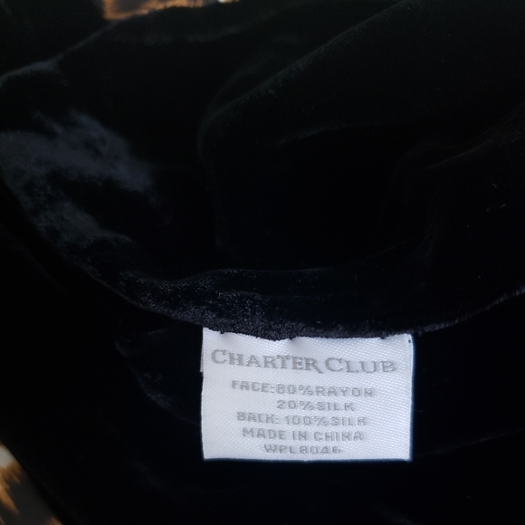 Charter Club Silk Leopard/Black Velvet Scarf/Shawl - Picture 3 of 4